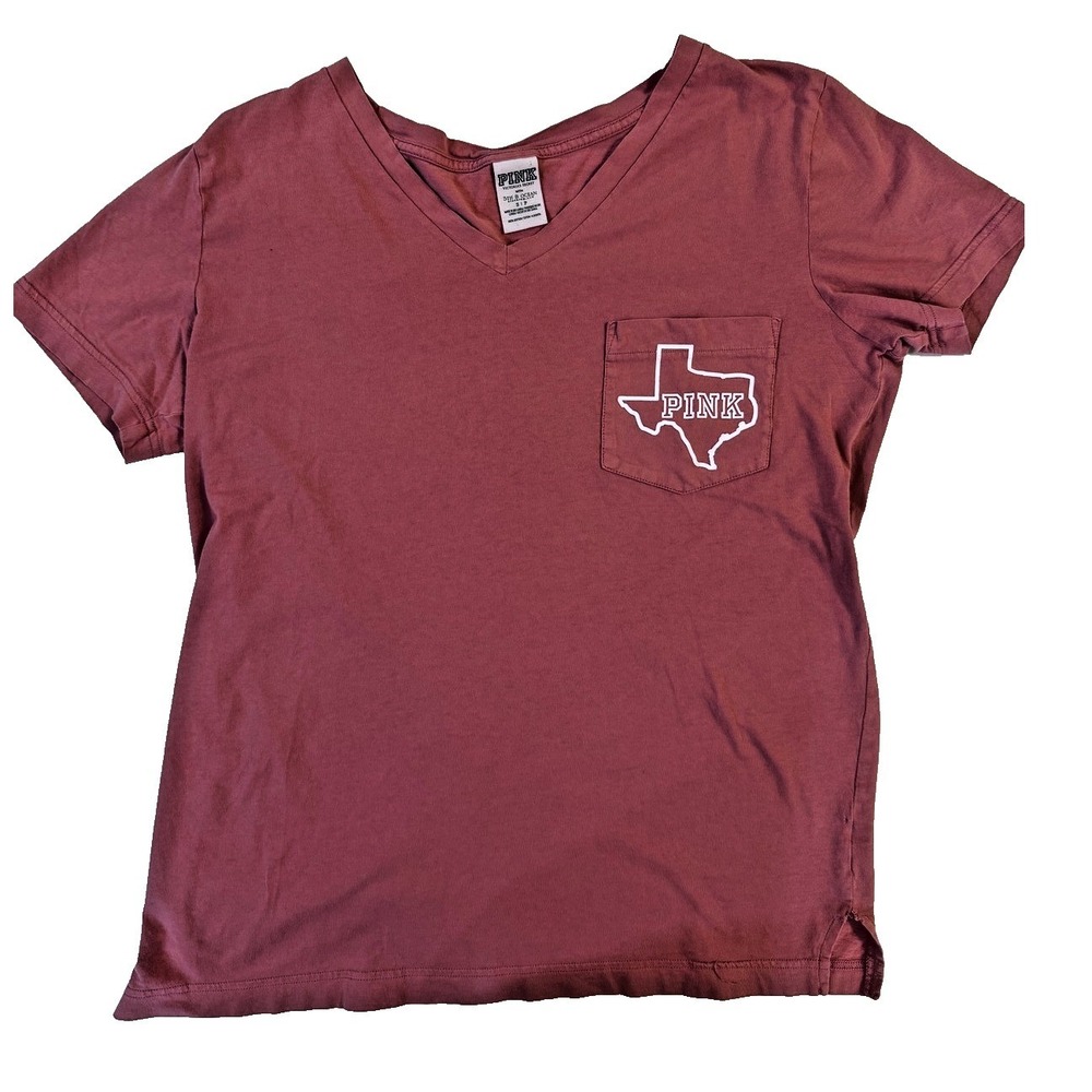 PINK Pocket Tee Womens S Texas Longhorns Maroon College Sportcore